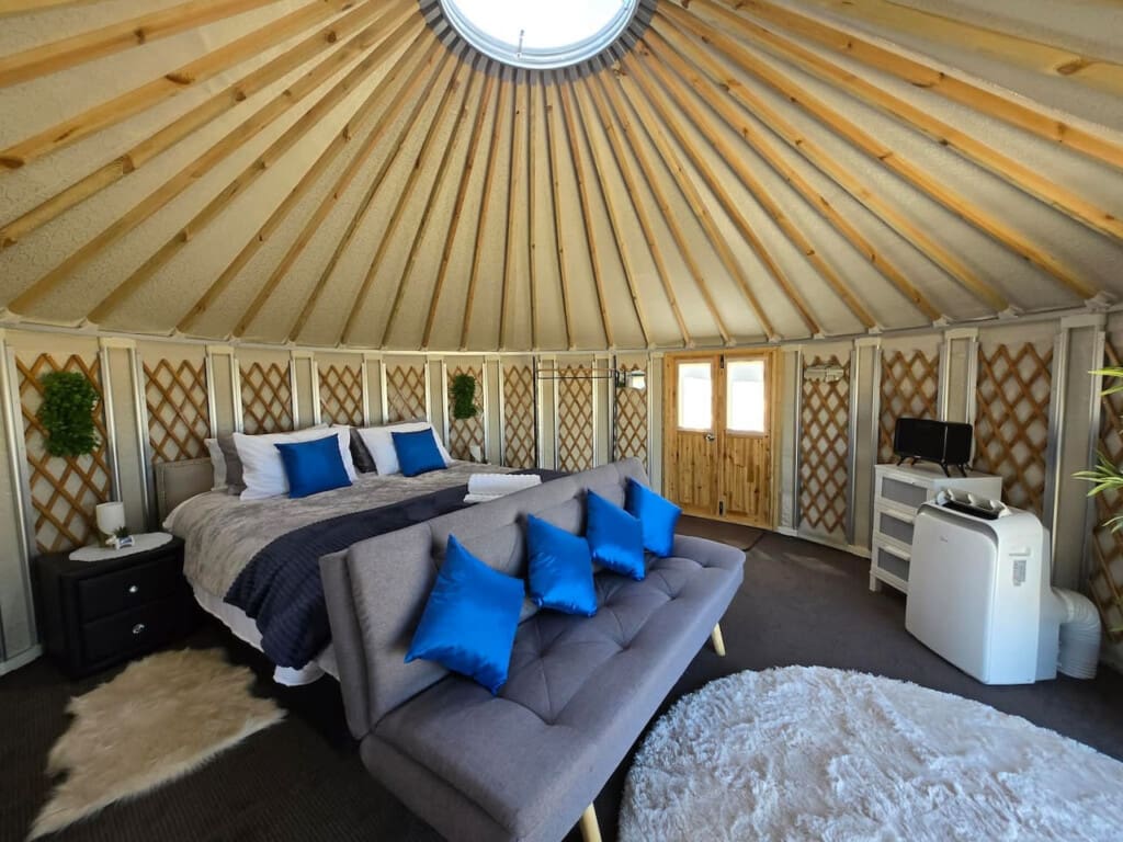 Luxury Yurt interior at Redgum River Retreat